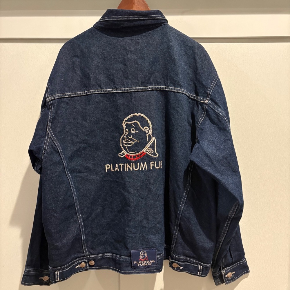 FUBU Platinum Fat Albert Denim Jacket Embroidered Y2K Hip Hop Made USA